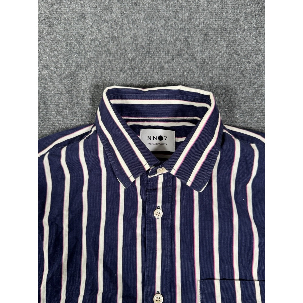 NWT NN07 No Nationality Shirt Mens Small Blue Errico Flannel Button Up Cotton - Picture 4 of 11